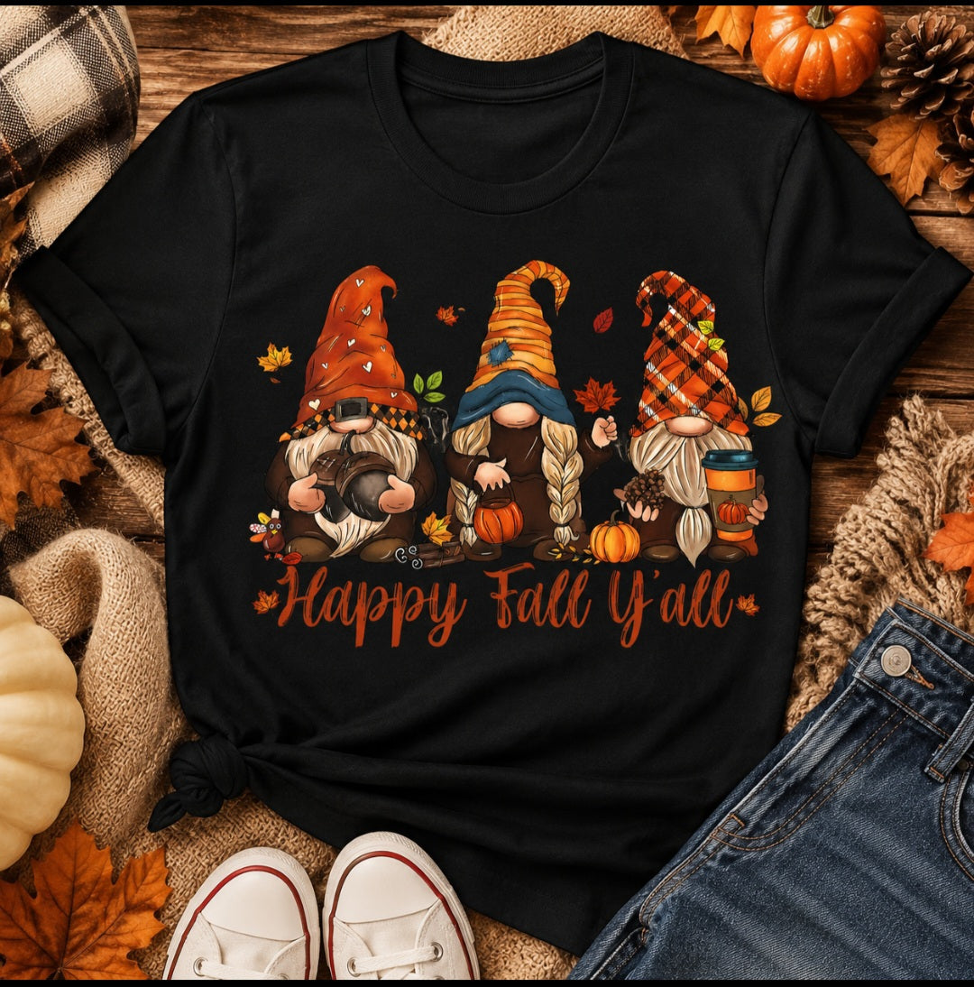 Happy Fall Y'all Gnome Tee Shirt