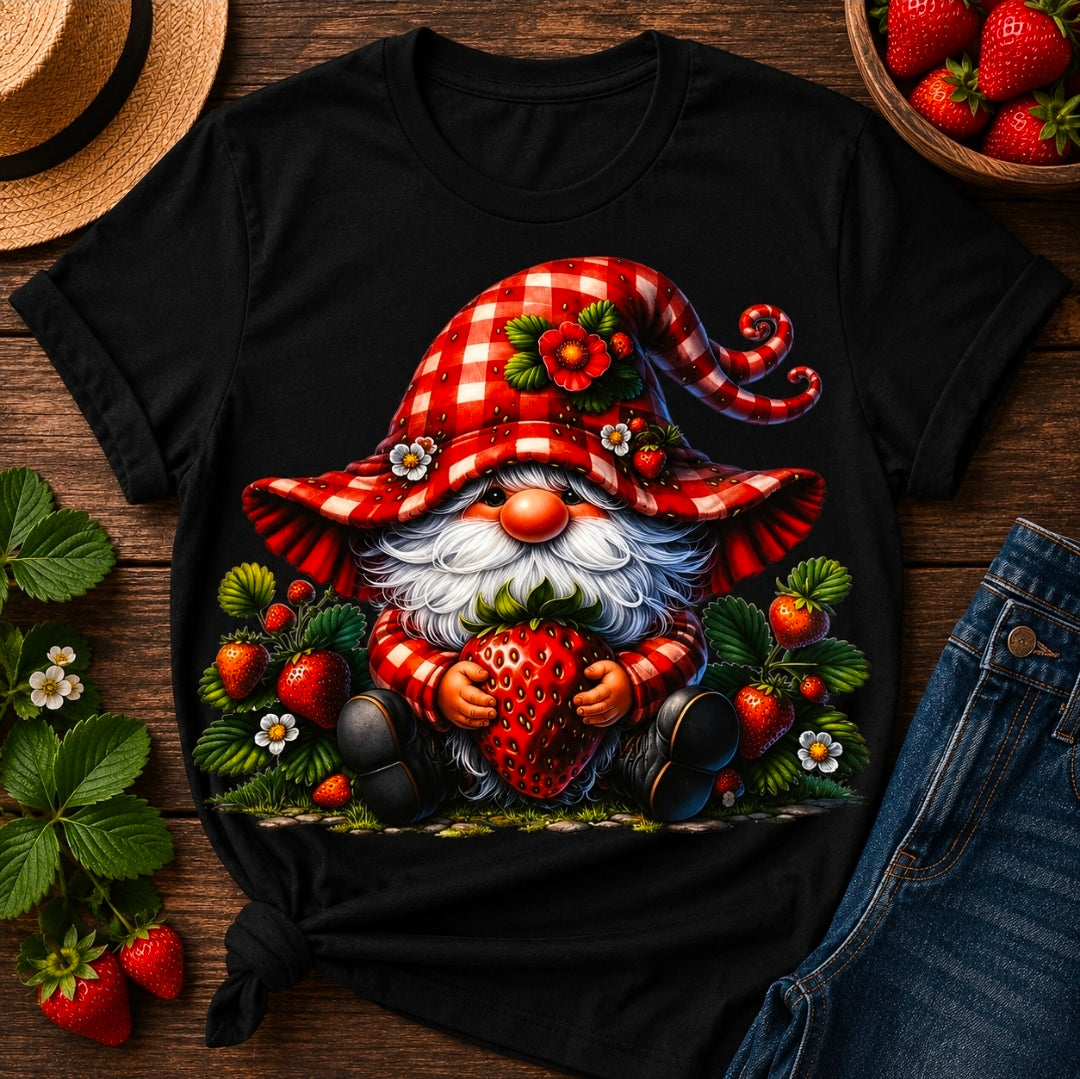 Red checkered strawberry Gnome Tee Shirt