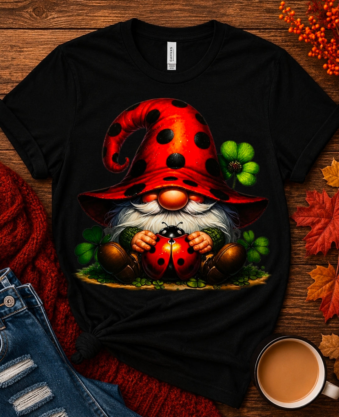 Lady Bug Gnome Tee Shirt