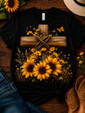 Yellow Flower with Cross Tee Shirt
