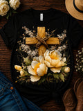 White Flower and Cross Tee Shirt