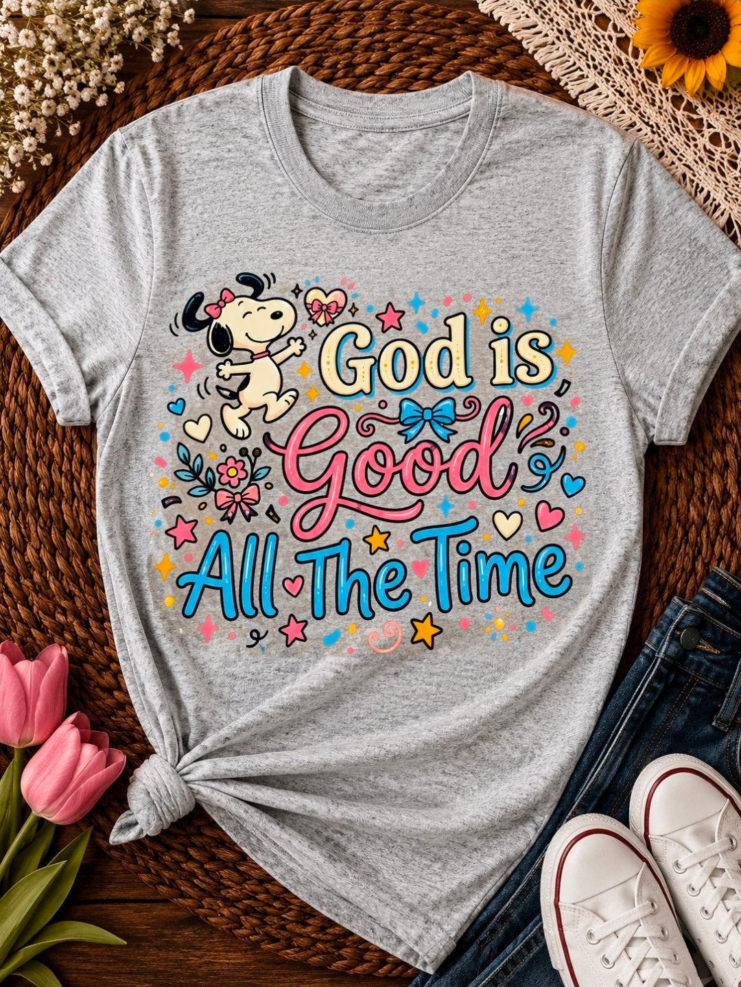 Snoopy God is good all the time Tee Shirt