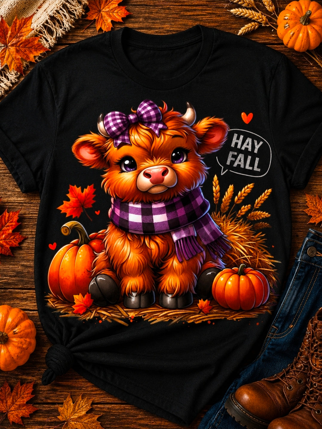 Hay Fsll Highland cow Tee Shirt